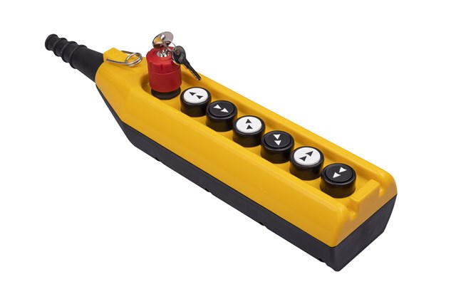 PV Series 7 Hole Double Speed 1NC Emergency Stop Turn to Release with Key Operated Crane Pendant Station
